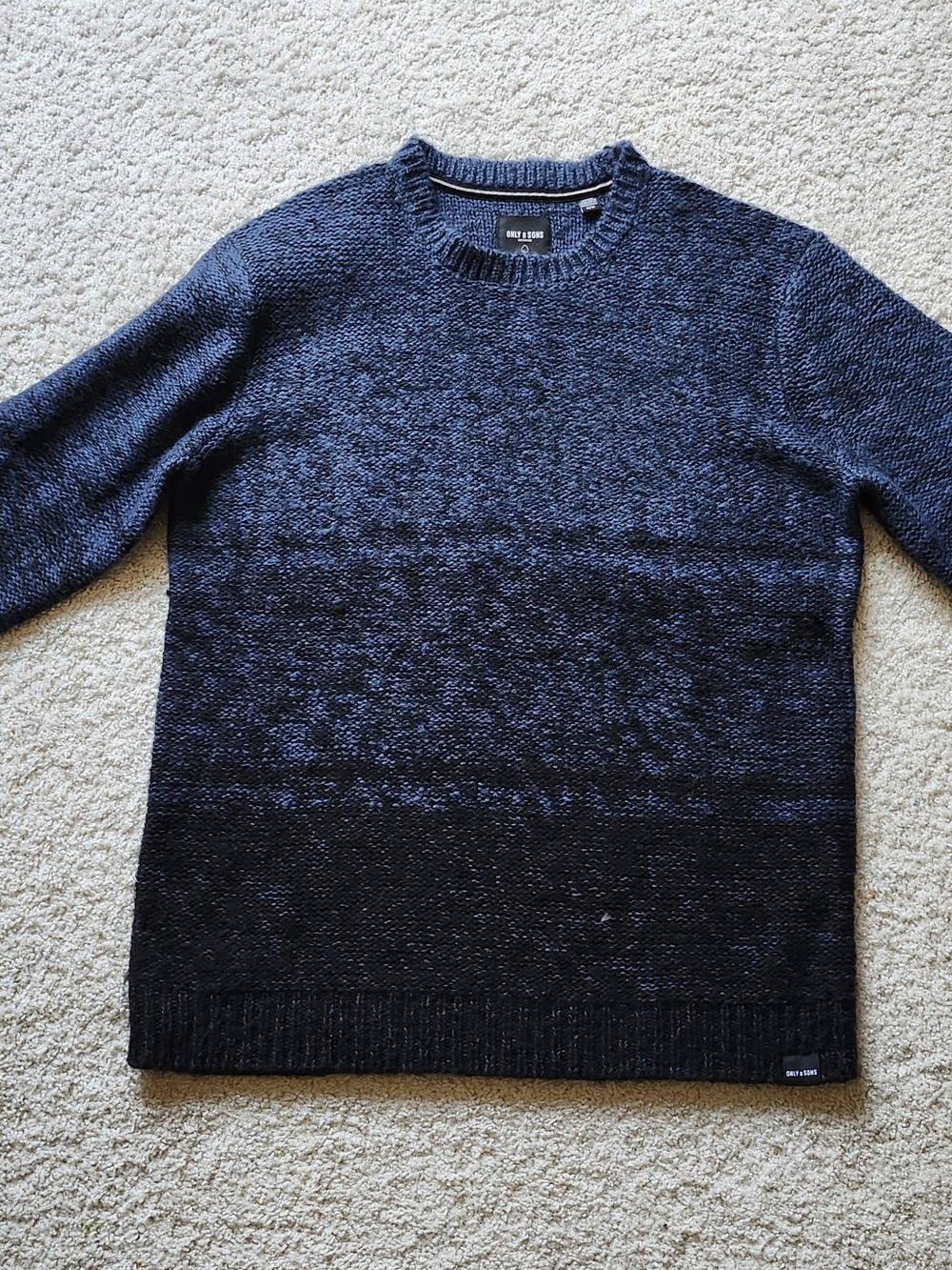 ONLY & SONS Navy and Black Heathered Crewneck Sweater